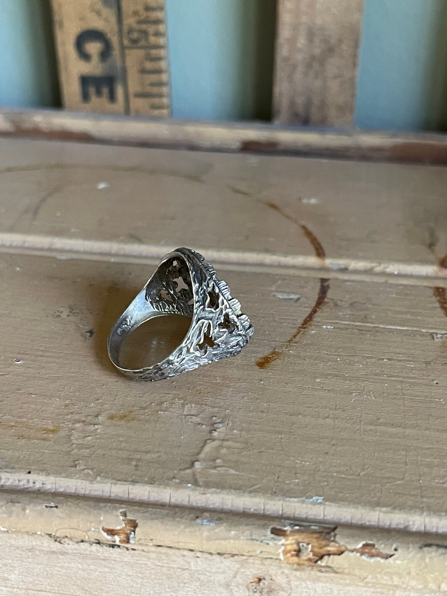 1919 King George 3 Pence Coin Sterling Silver Ring