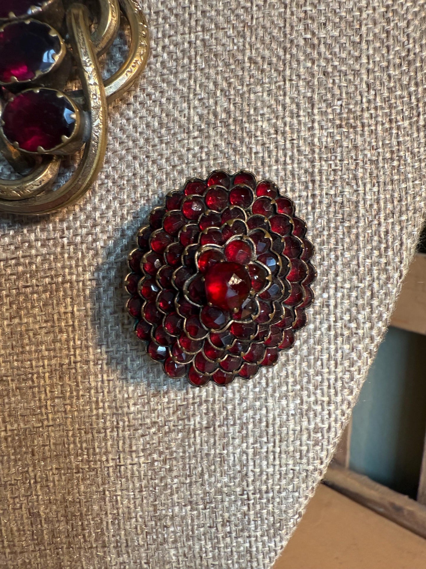 Pick an Antique Victorian Glass Garnet Brooch!