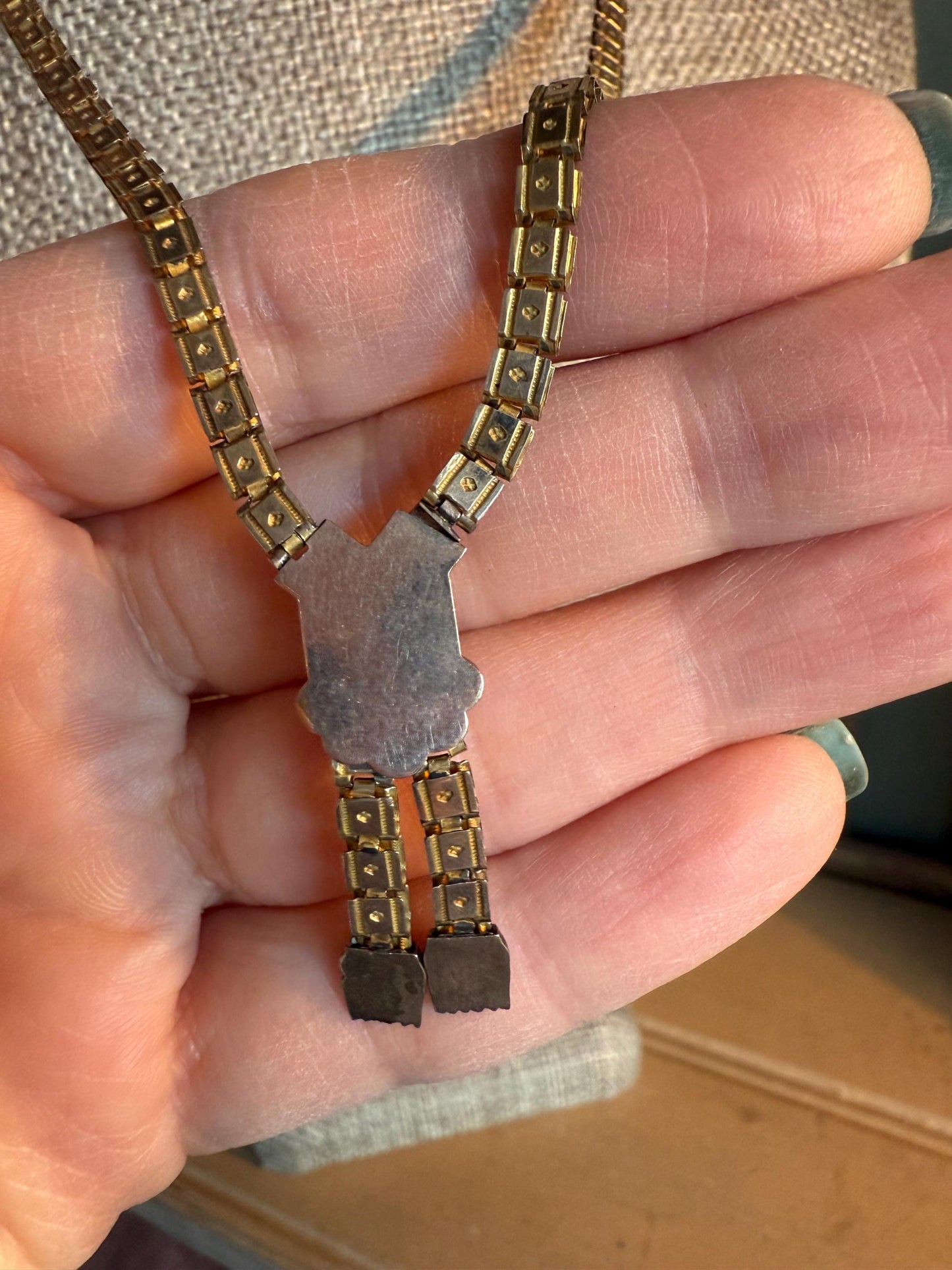 C1880 Victorian Bookchain Necklace Featuring a Cameo with Tassel Pendant