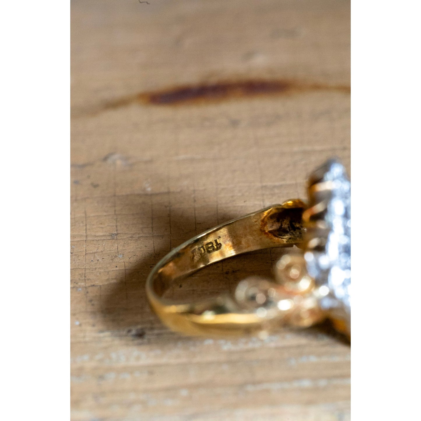 Vintage English Victorian Revival Diamond and Enamel Pinkie Ring