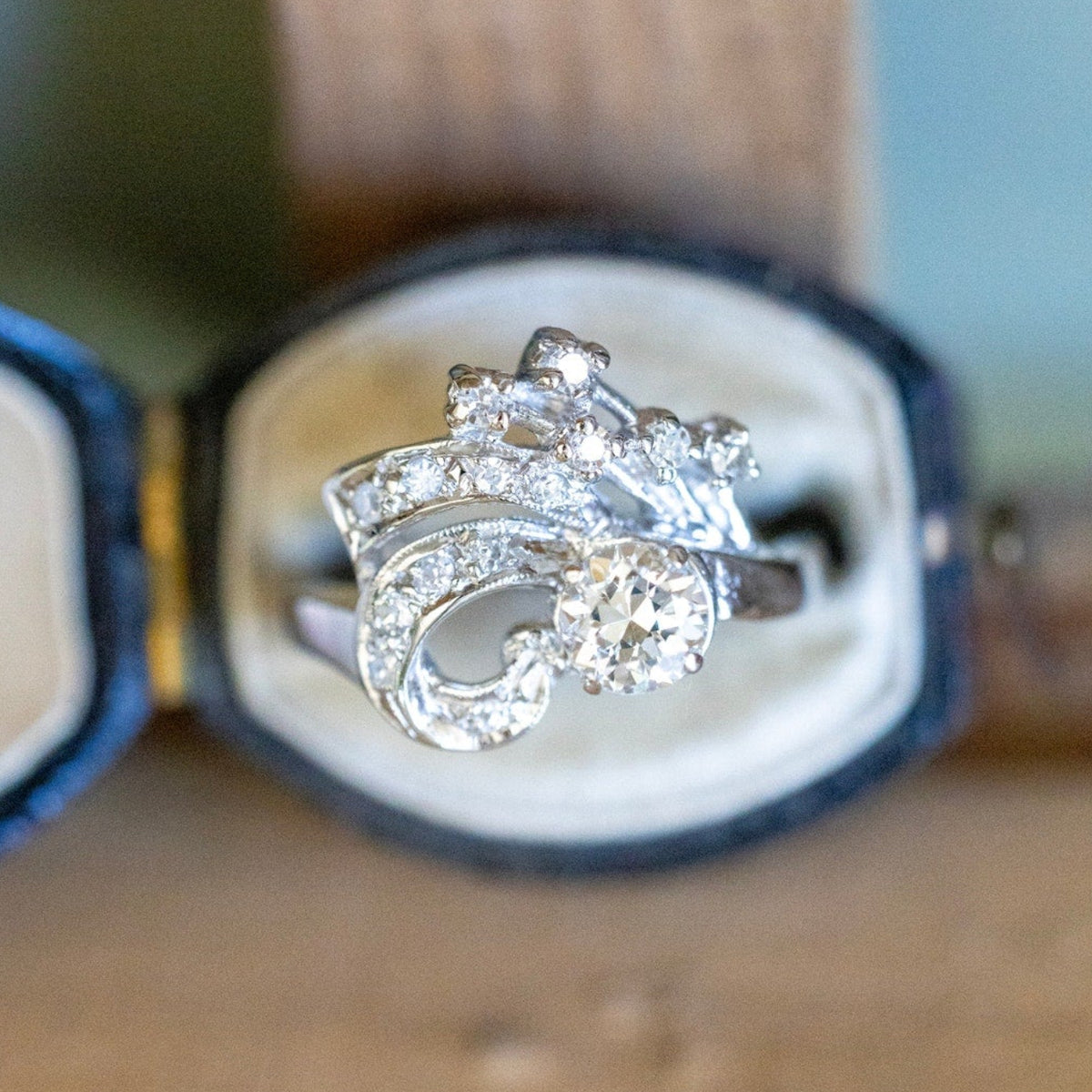 Dreamy Mid-Century Transitional Cut Natural Diamond Ring