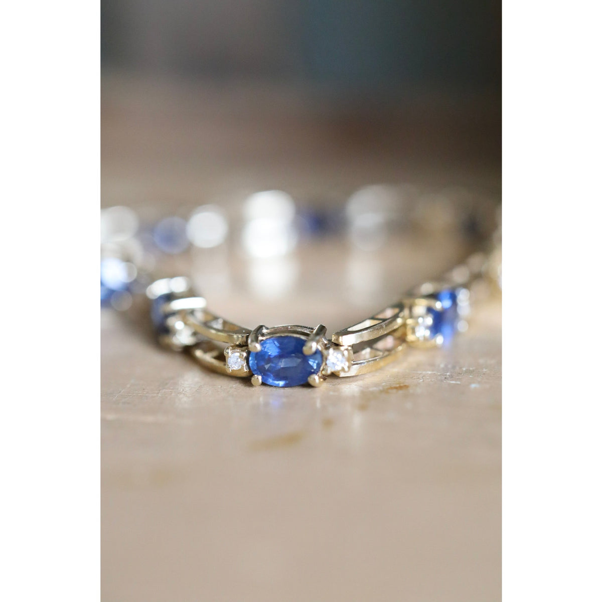 A Vintage Natural Sapphire and Diamond 14K Yellow Gold Bracelet