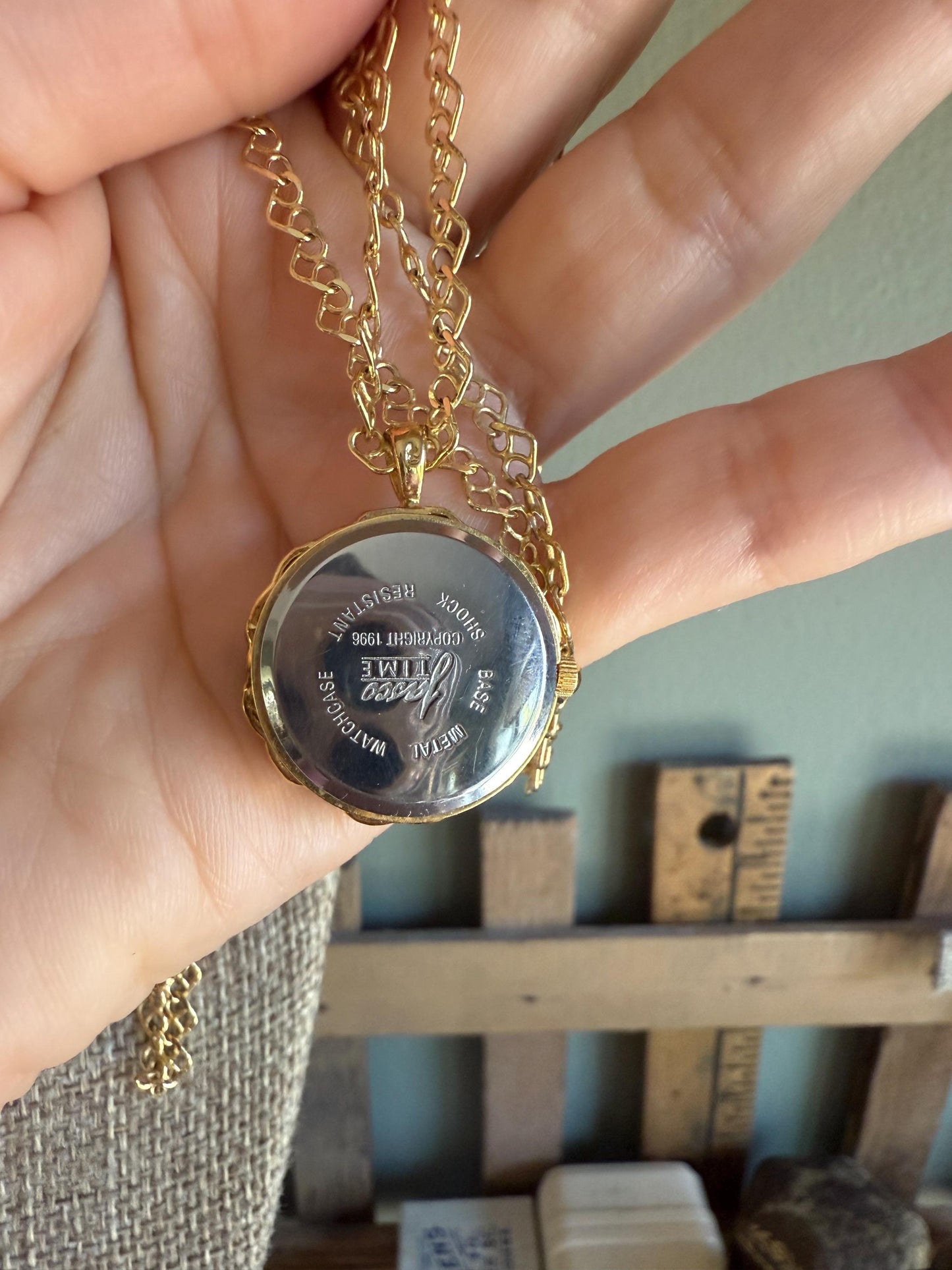 Vintage Sterling with Gold Overlay Jasso Sapphire Working Watch Pendant on Sterling Chain