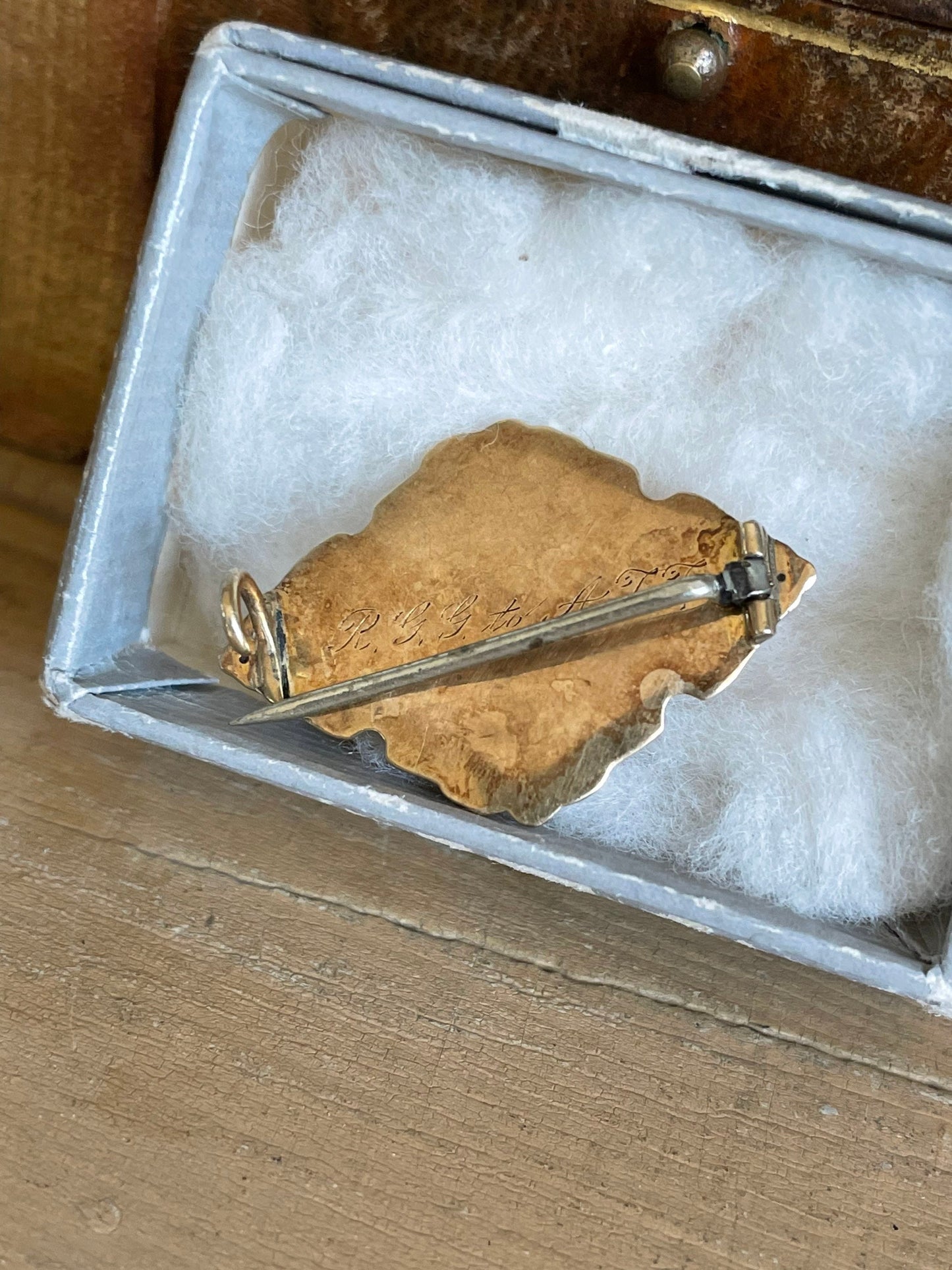 A Victorian Hand Enameled 14K Yellow Gold Brooch