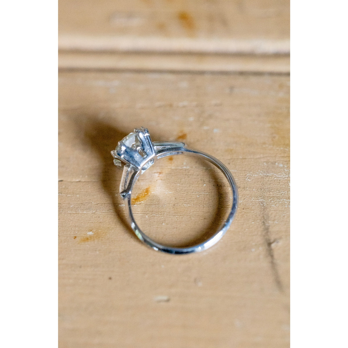 Mid Century Platinum 1.52 -1.54 Carat Natural Diamond Ring