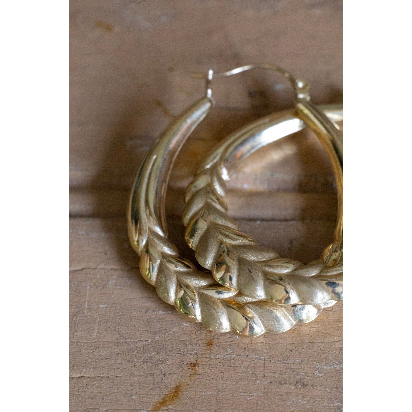 Vintage 14K Yellow Gold Large Oval Hoops