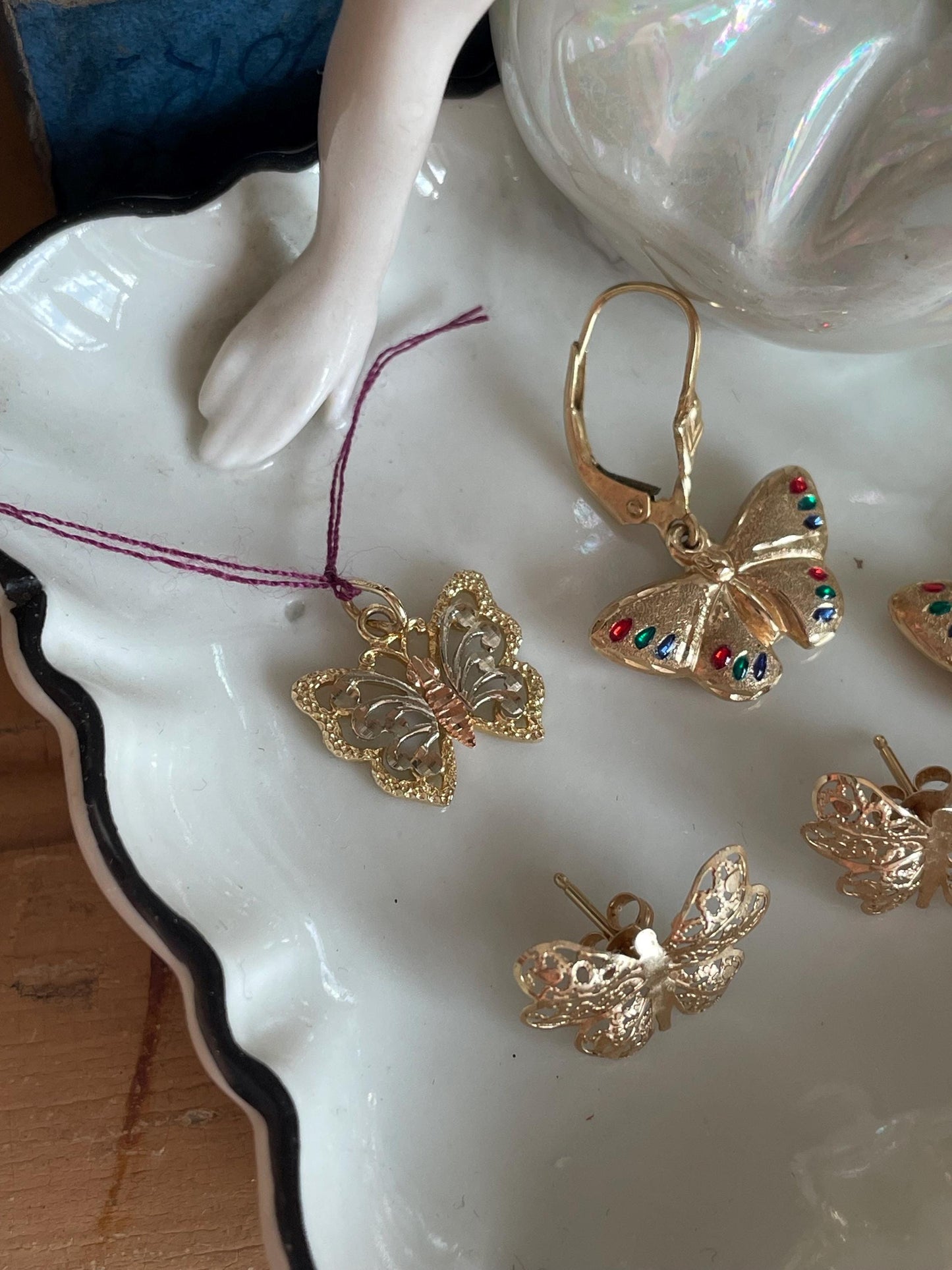 Buy One or All Vintage 14K Gold Butterfly Earrings or Pendant Jewelry
