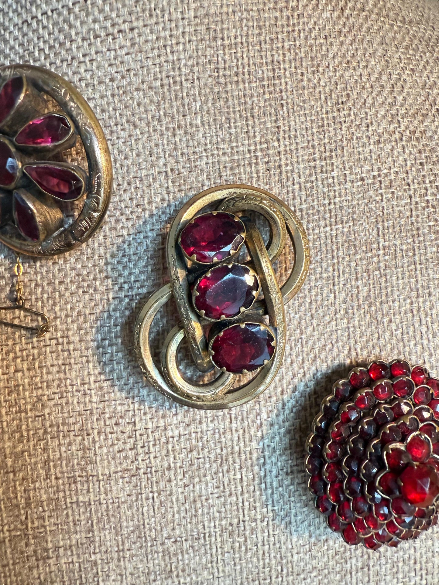 Pick an Antique Victorian Glass Garnet Brooch!