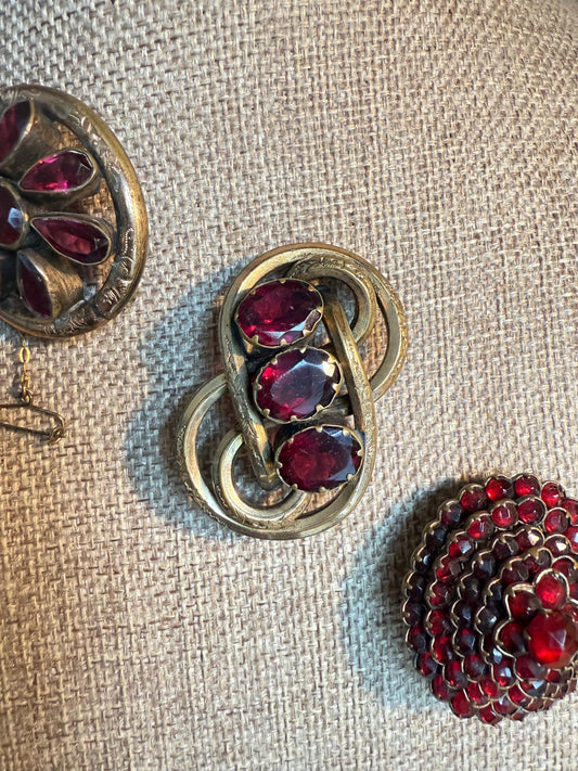 Pick an Antique Victorian Glass Garnet Brooch!