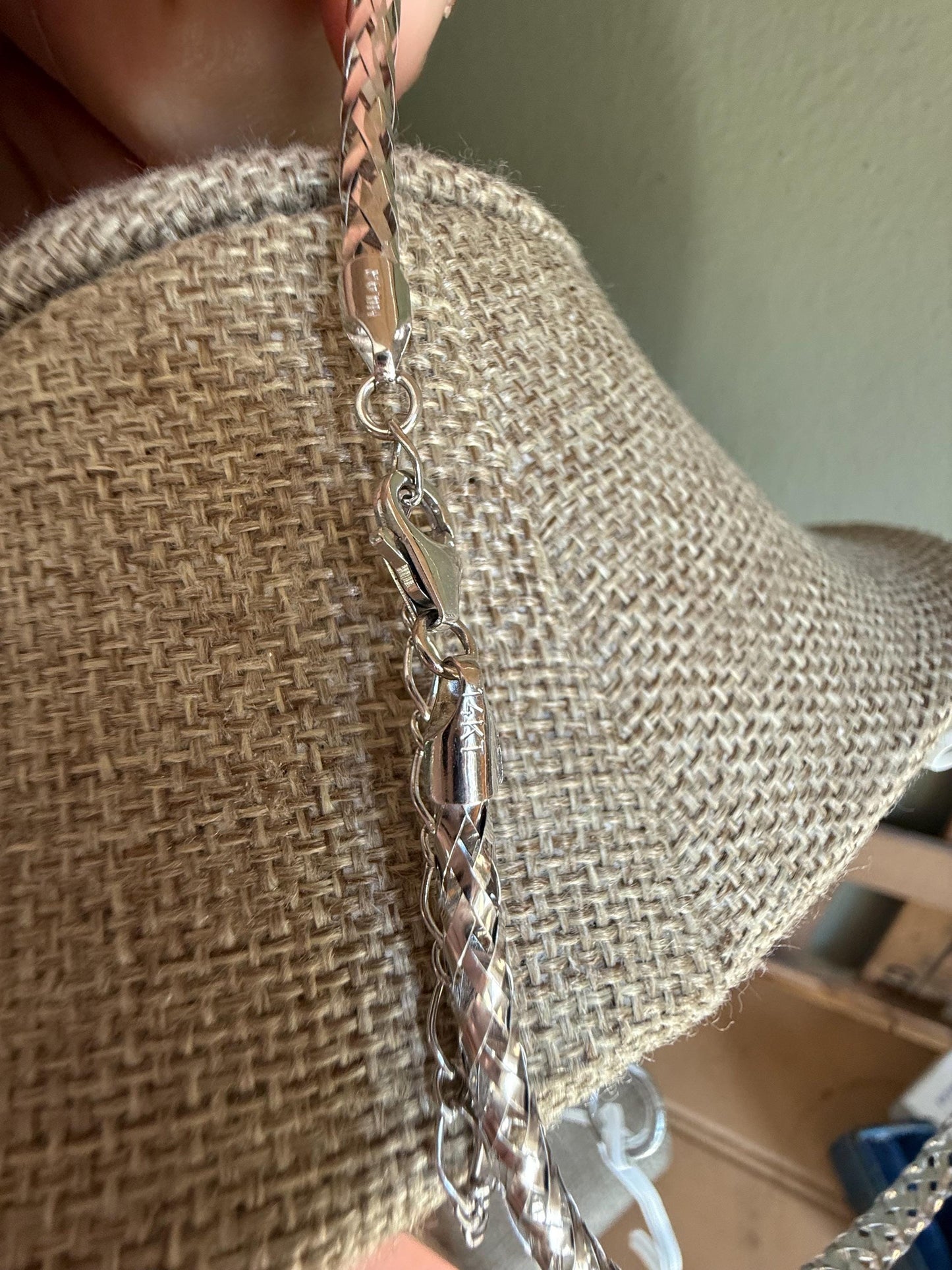 Vintage Milor 14K White Gold Woven Tublar Adjustable Collar Style Necklace