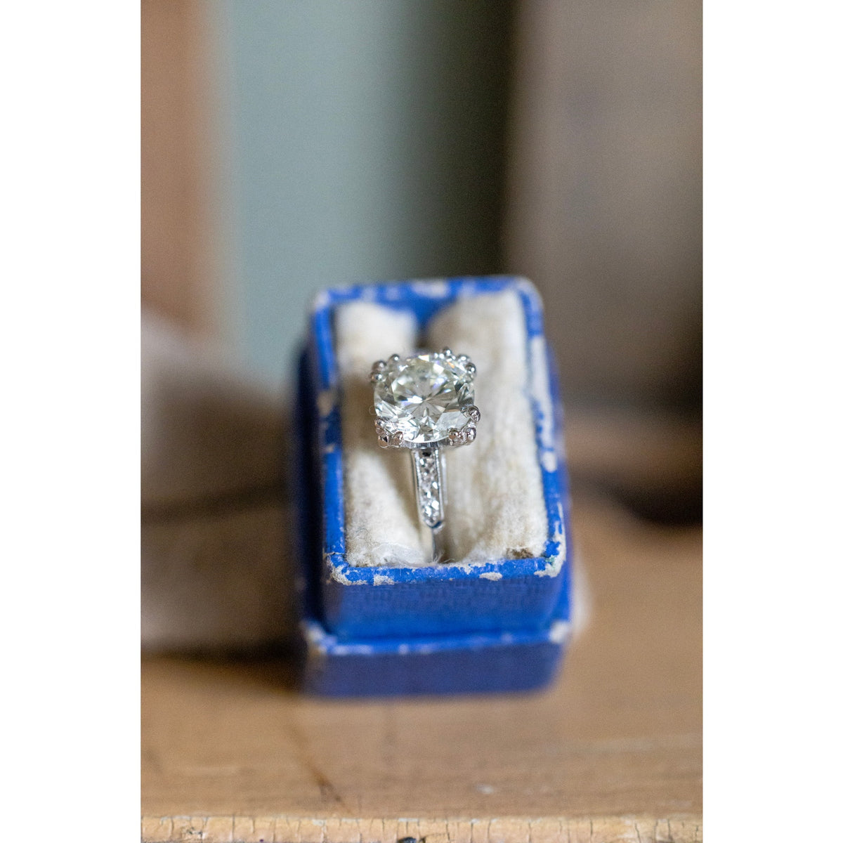 Mid Century Platinum 1.52 -1.54 Carat Natural Diamond Ring