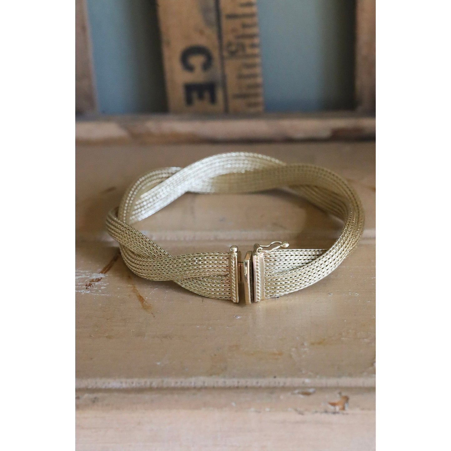 A Vintage 14K Yellow Gold Italian Woven Bracelet