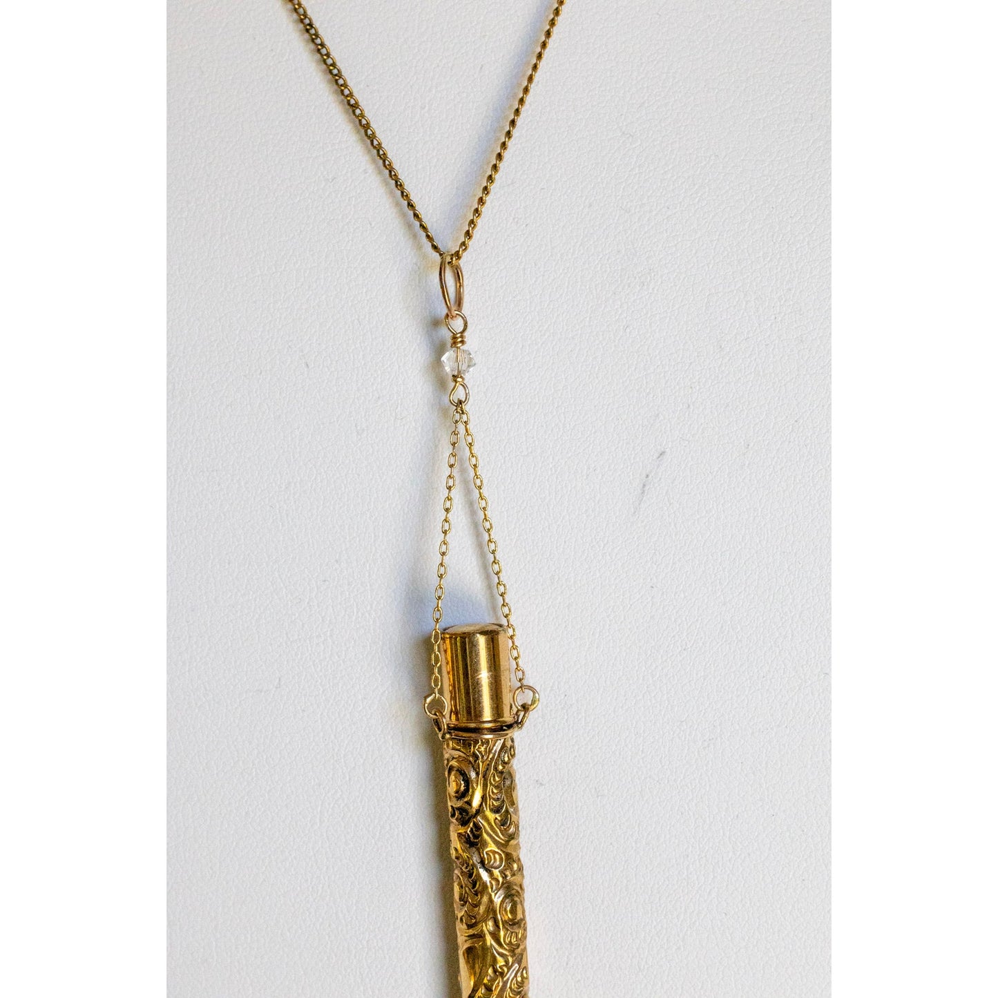 Antique c1900 Repousse Telescoping Pencil Pendant
