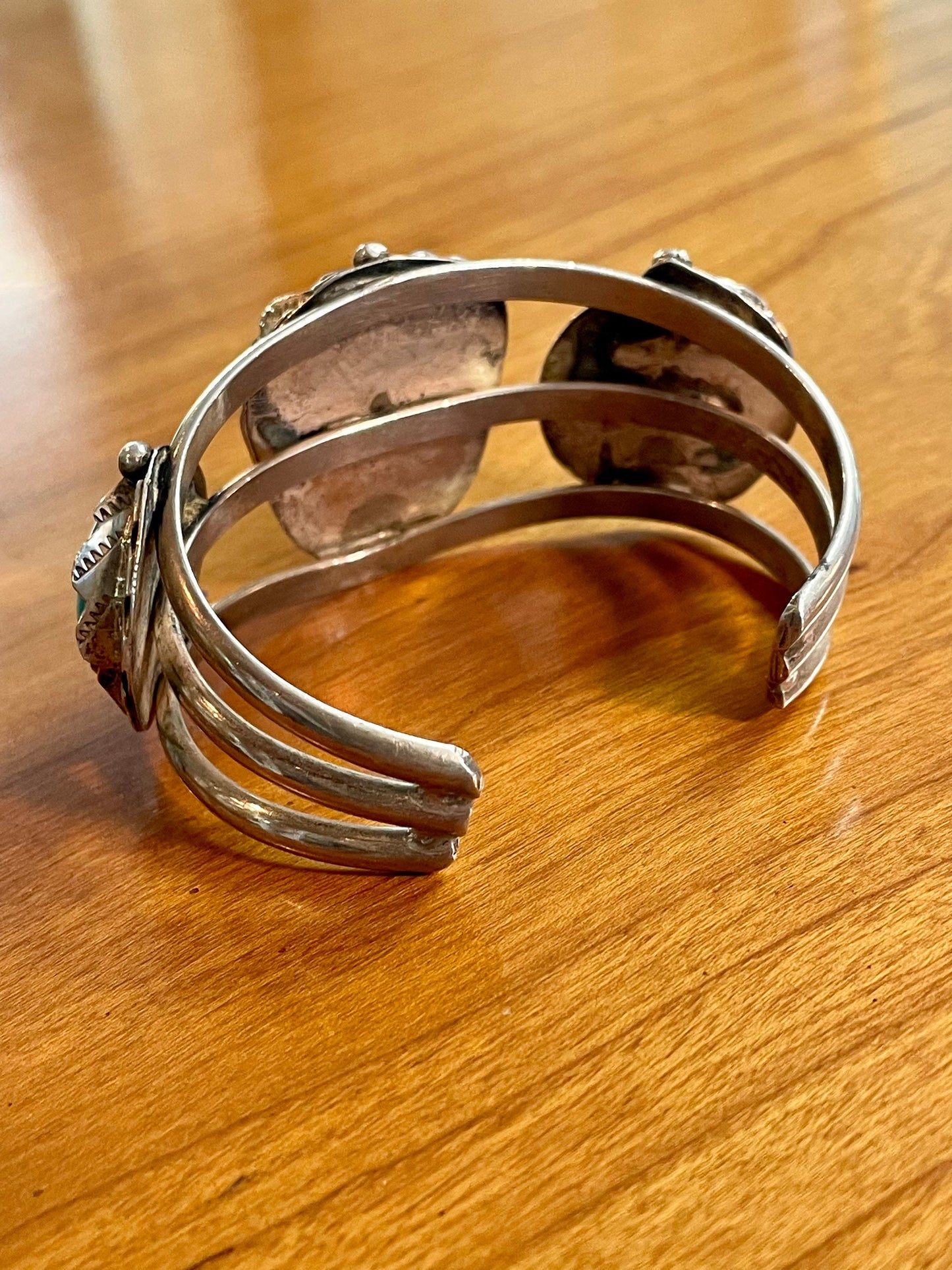 1970’s Vintage Navajo Bezel Set Turquoise Cuff Bracelet