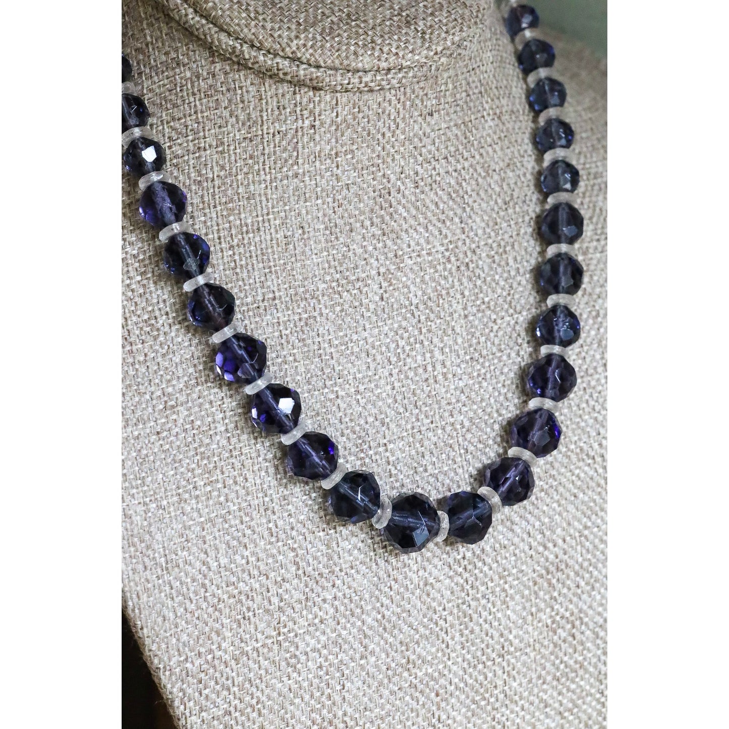 c1930-40 Cut Crystal Iolite Bead Necklace