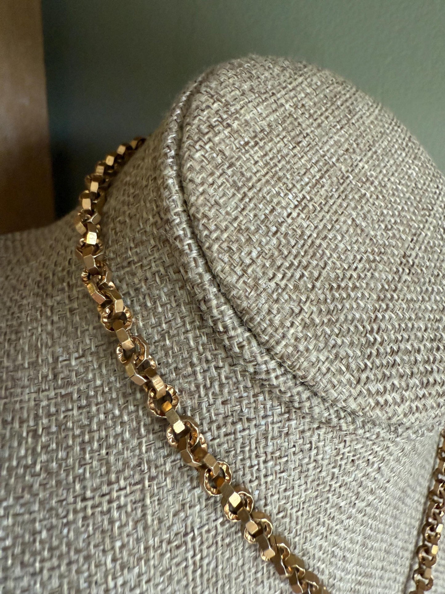 c1880 Antique Victorian Carved Banded Agate Cameo Locket on Chain