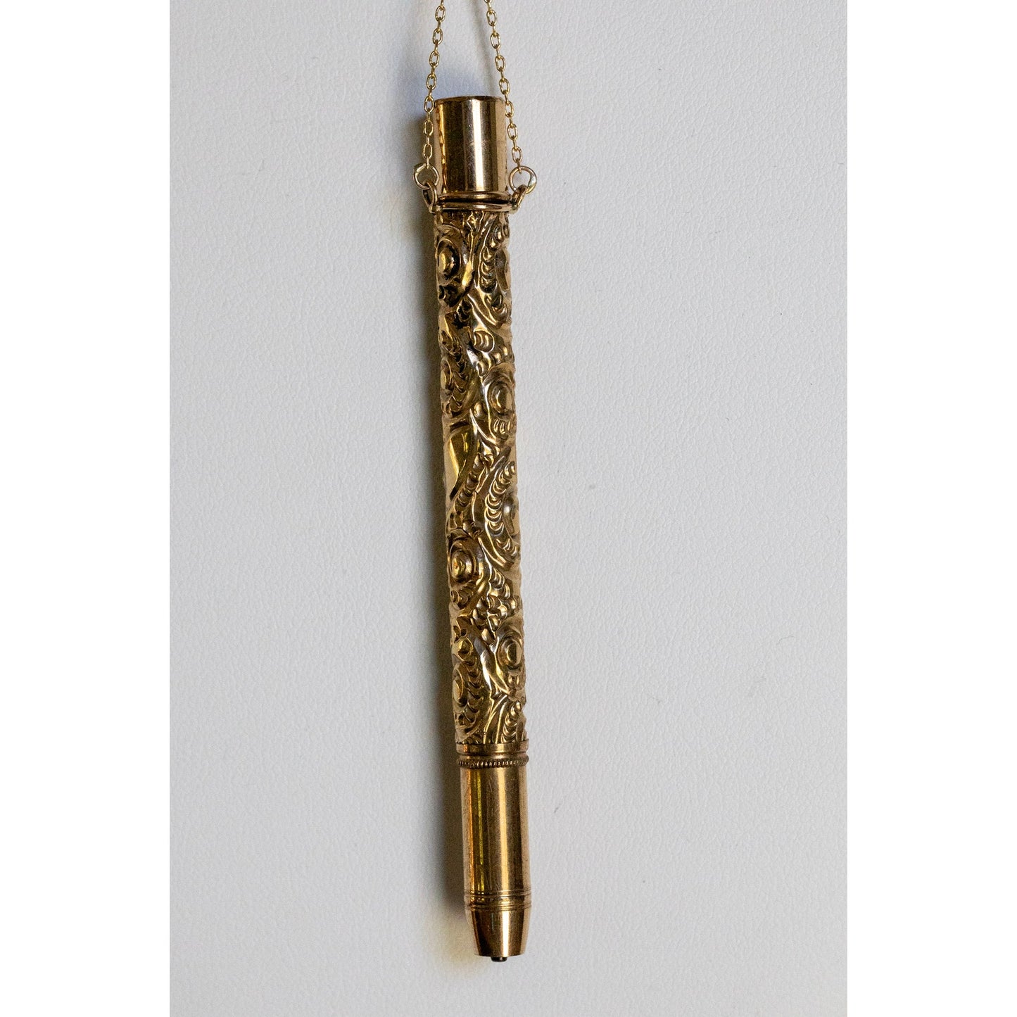 Antique c1900 Repousse Telescoping Pencil Pendant