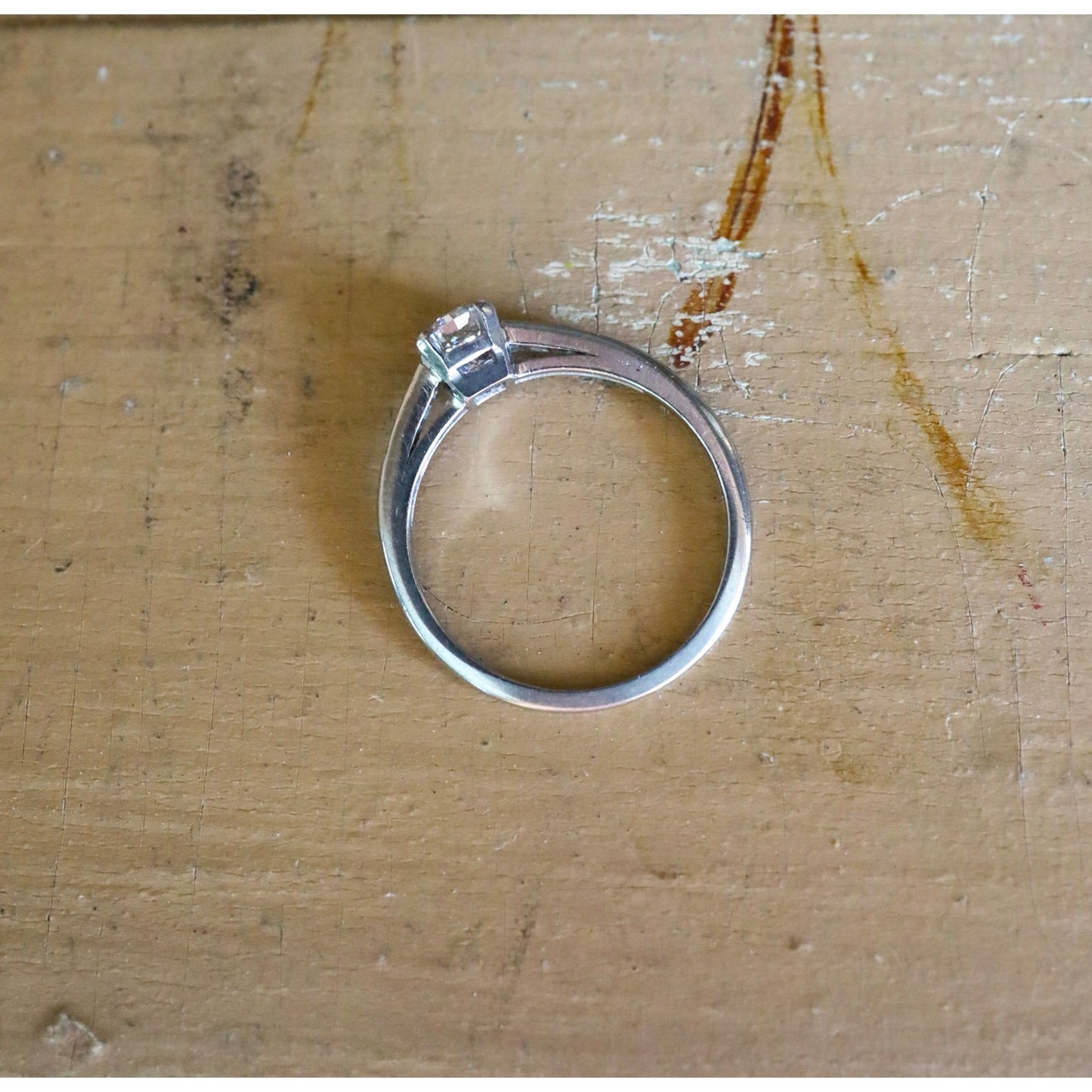 Art Deco 1940 Iridium Platinum .35 Ct Old European Cut Diamond Ring