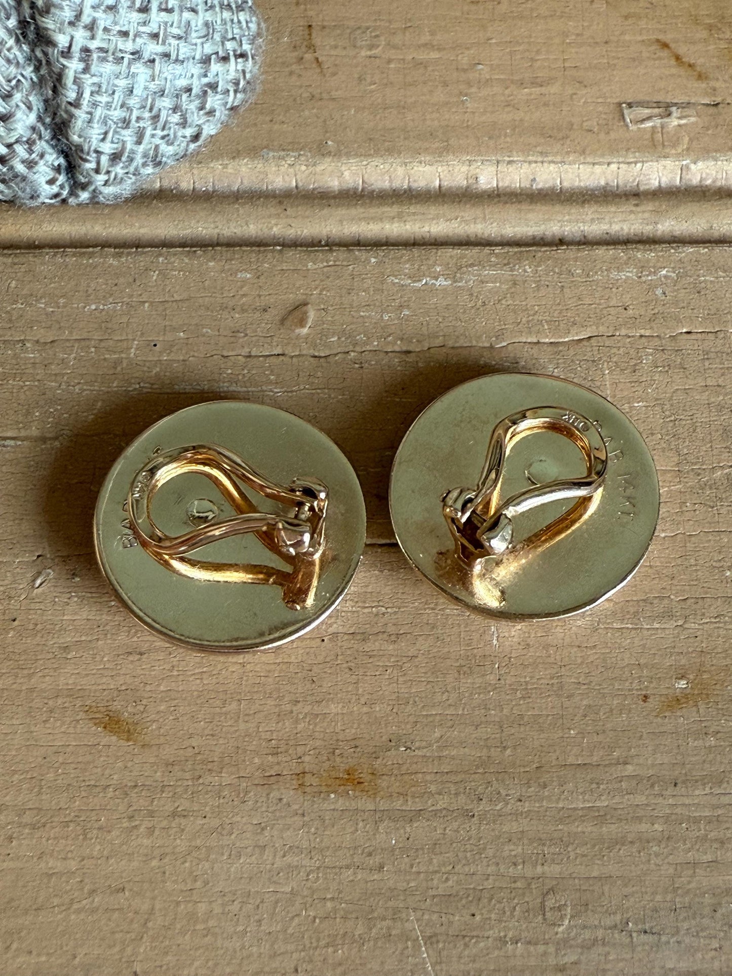 c1980 14K Yellow Gold Disc Clip Back Earrings
