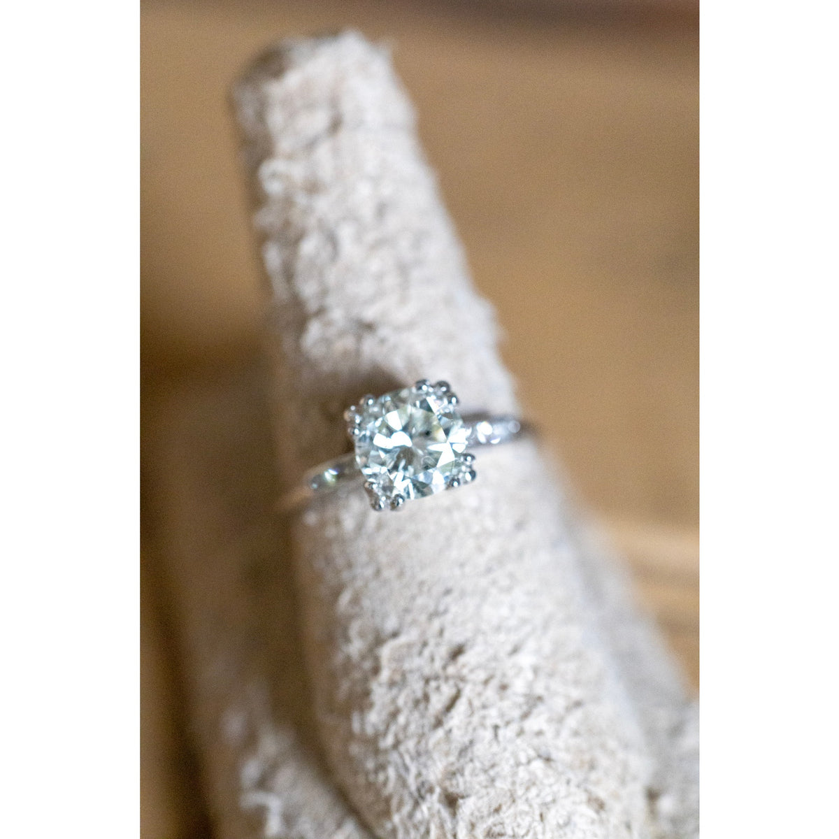 Mid Century Platinum 1.52 -1.54 Carat Natural Diamond Ring