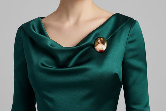 c1900 Antique Victorian Hand Painted Porcelian Risque Portrait Brooch