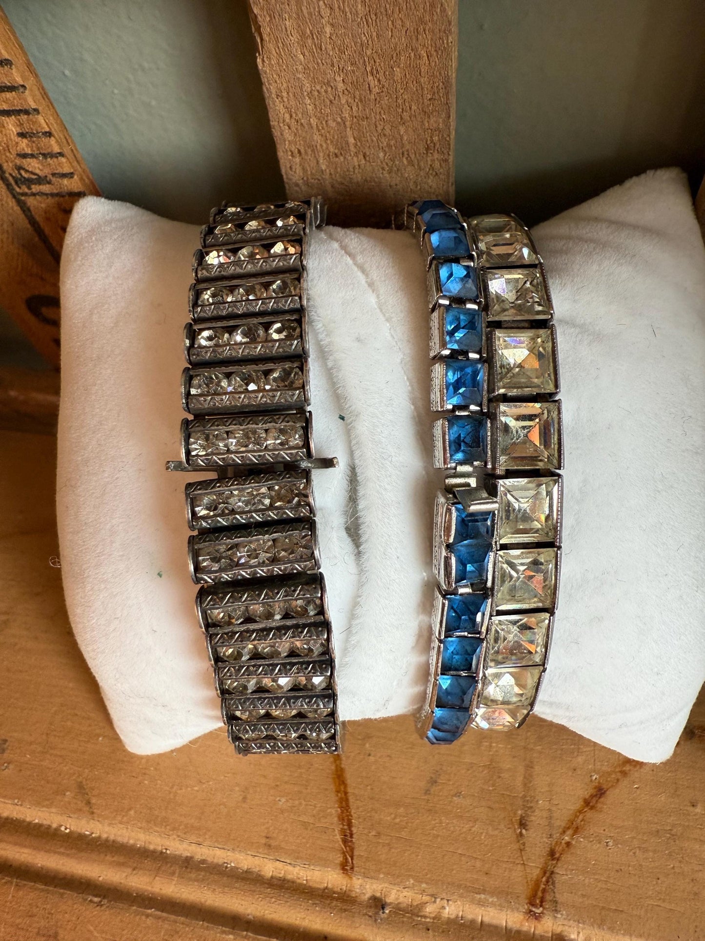 C1930-1940 Art Deco Sterling Silver Crystal / Rhinestone Link Bracelets Pick One or All