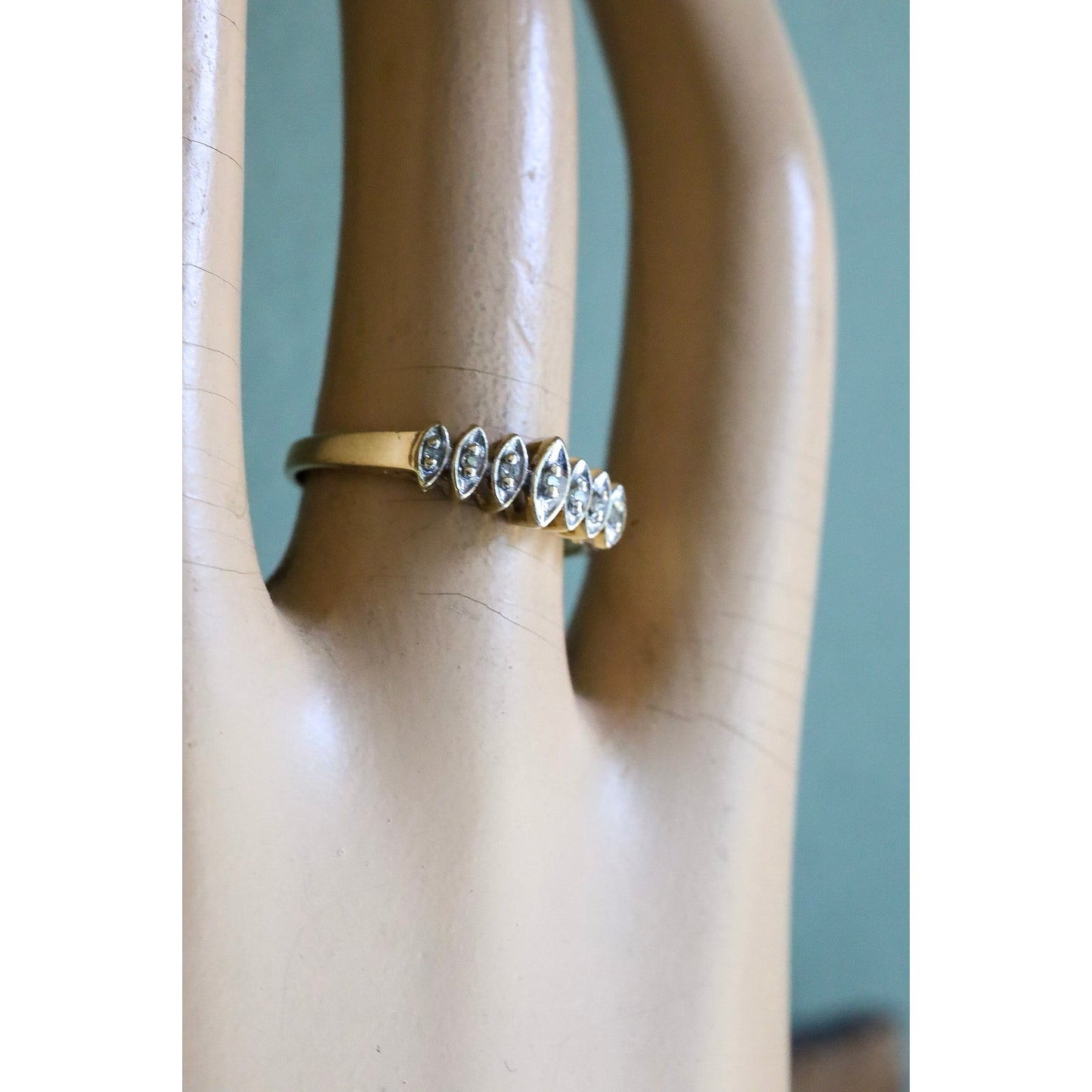 c1970 14K Yellow Gold Marquis Diamond Ring
