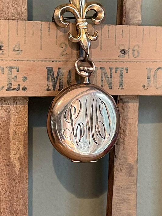 Early 1900's Elgin Open Face Pocket Watch with Brooch and Original Storage Pouch