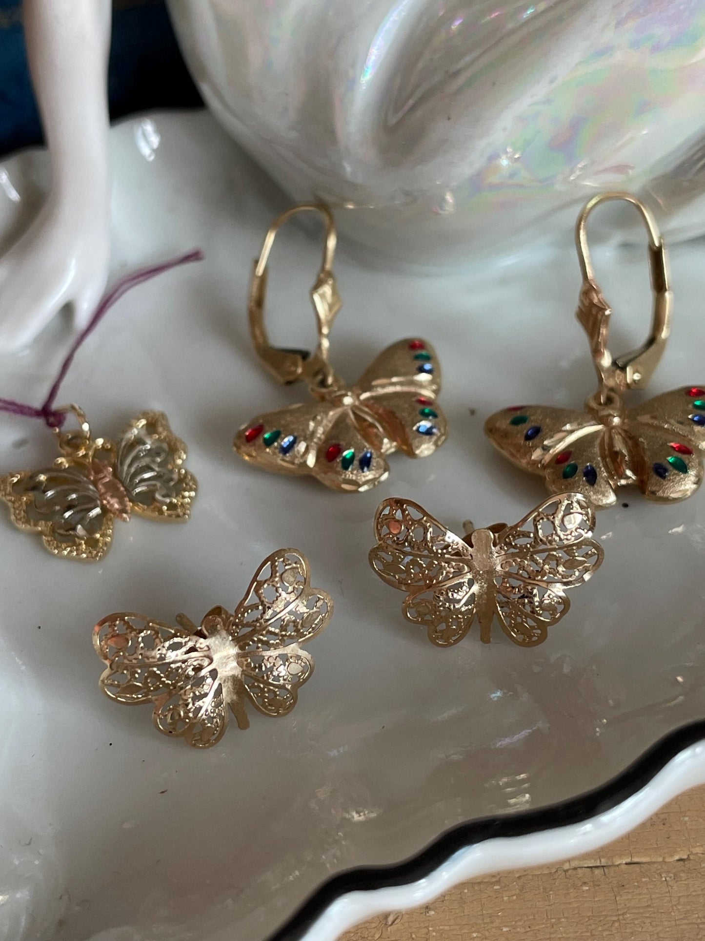 Buy One or All Vintage 14K Gold Butterfly Earrings or Pendant Jewelry