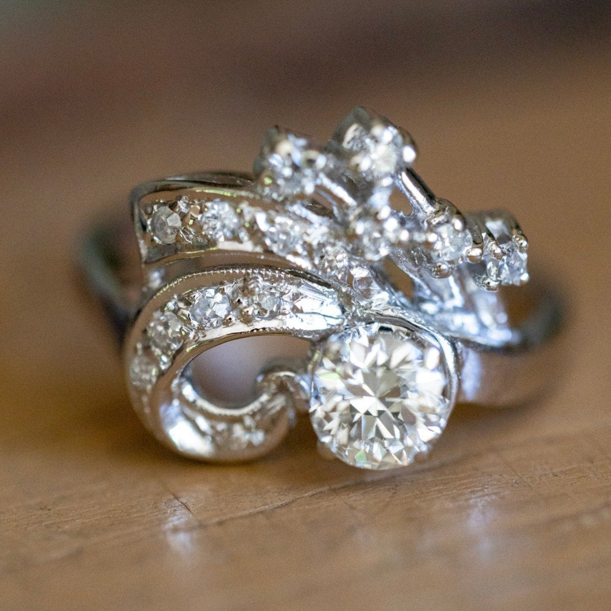 Dreamy Mid-Century Transitional Cut Natural Diamond Ring