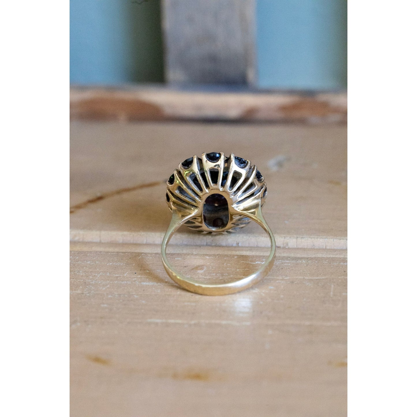 Vintage Mid Century 14K Yellow Gold Pyrope Garnet Ring