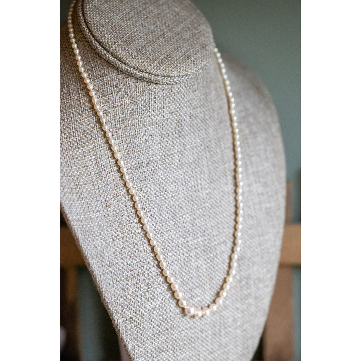 c1930-1940 Graduated Cultured Pearl Strand Necklace with 14K White Gold Clasp