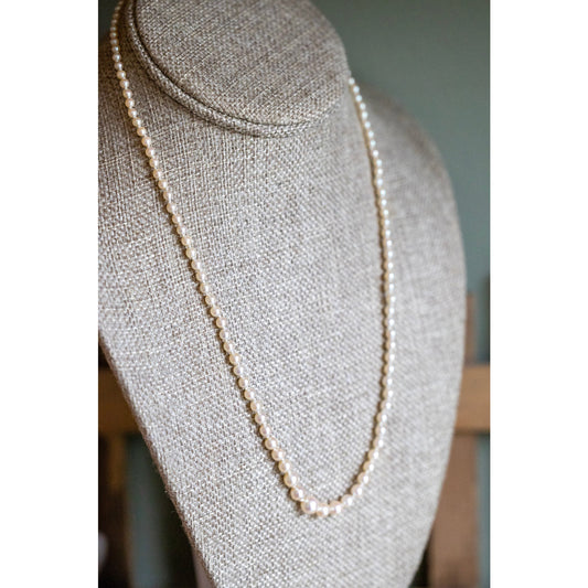 c1930-1940 Graduated Cultured Pearl Strand Necklace with 14K White Gold Clasp