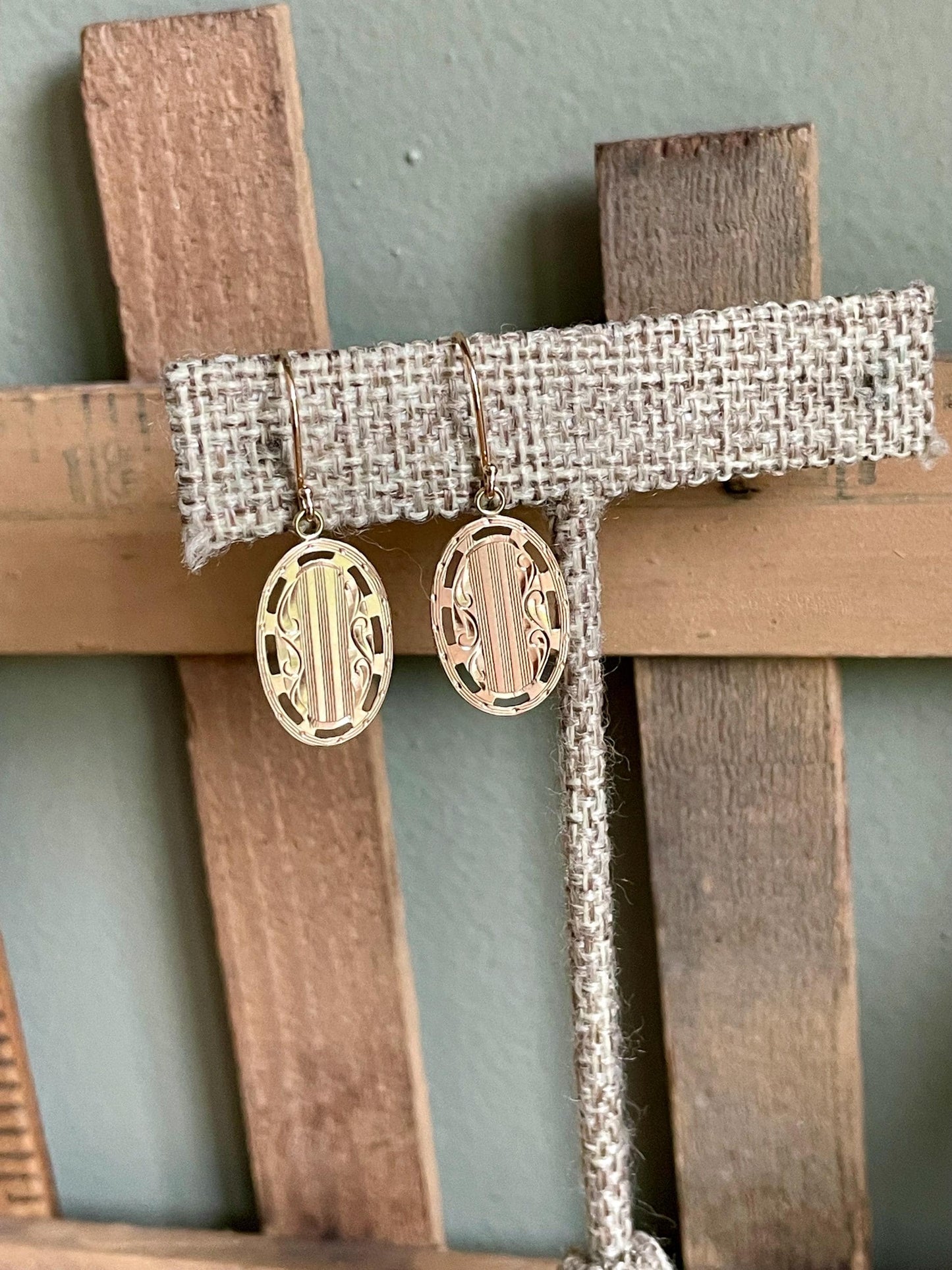 1920's Antique Art Deco 10K Yellow Gold Cufflinks Converted to Earrings