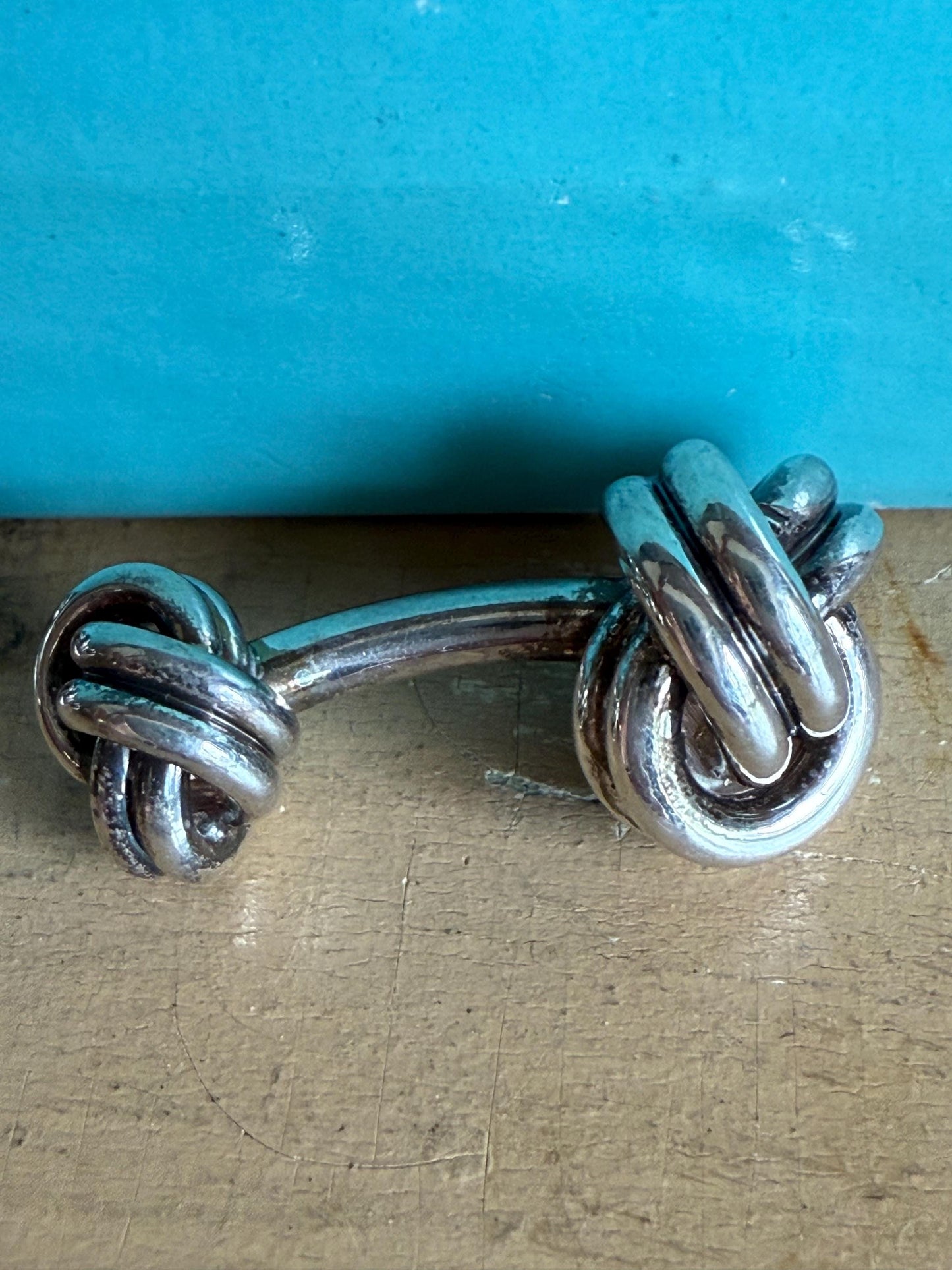 Authentic Vintage Tiffany & Co Double Knot Sterling Silver Cufflinks in Box and Pouch
