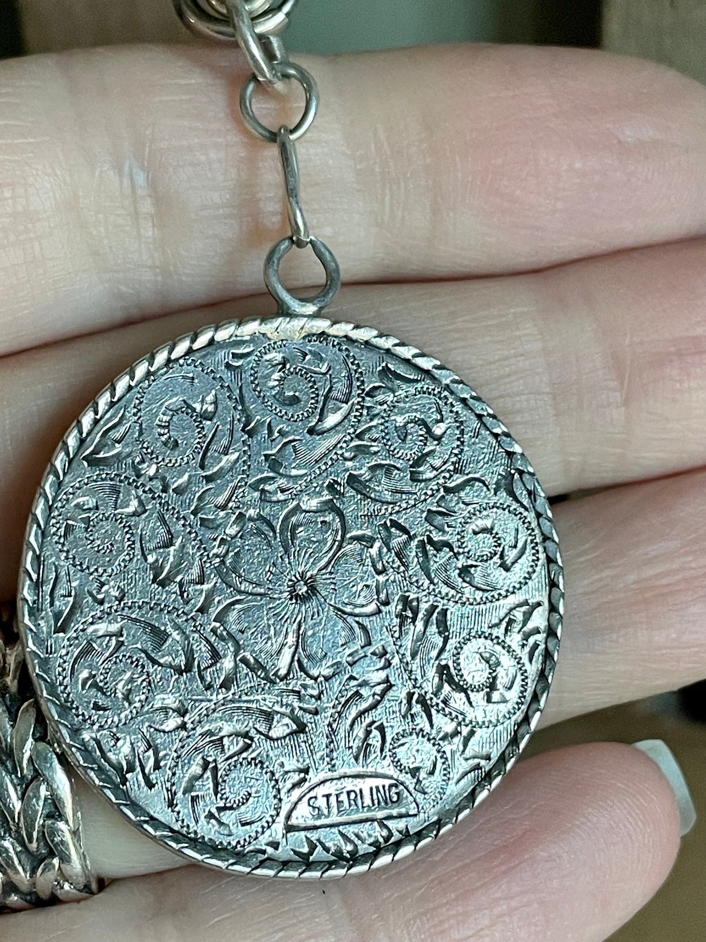 Sterling Silver Thick Byzantine Link Huge Charm Bracelet