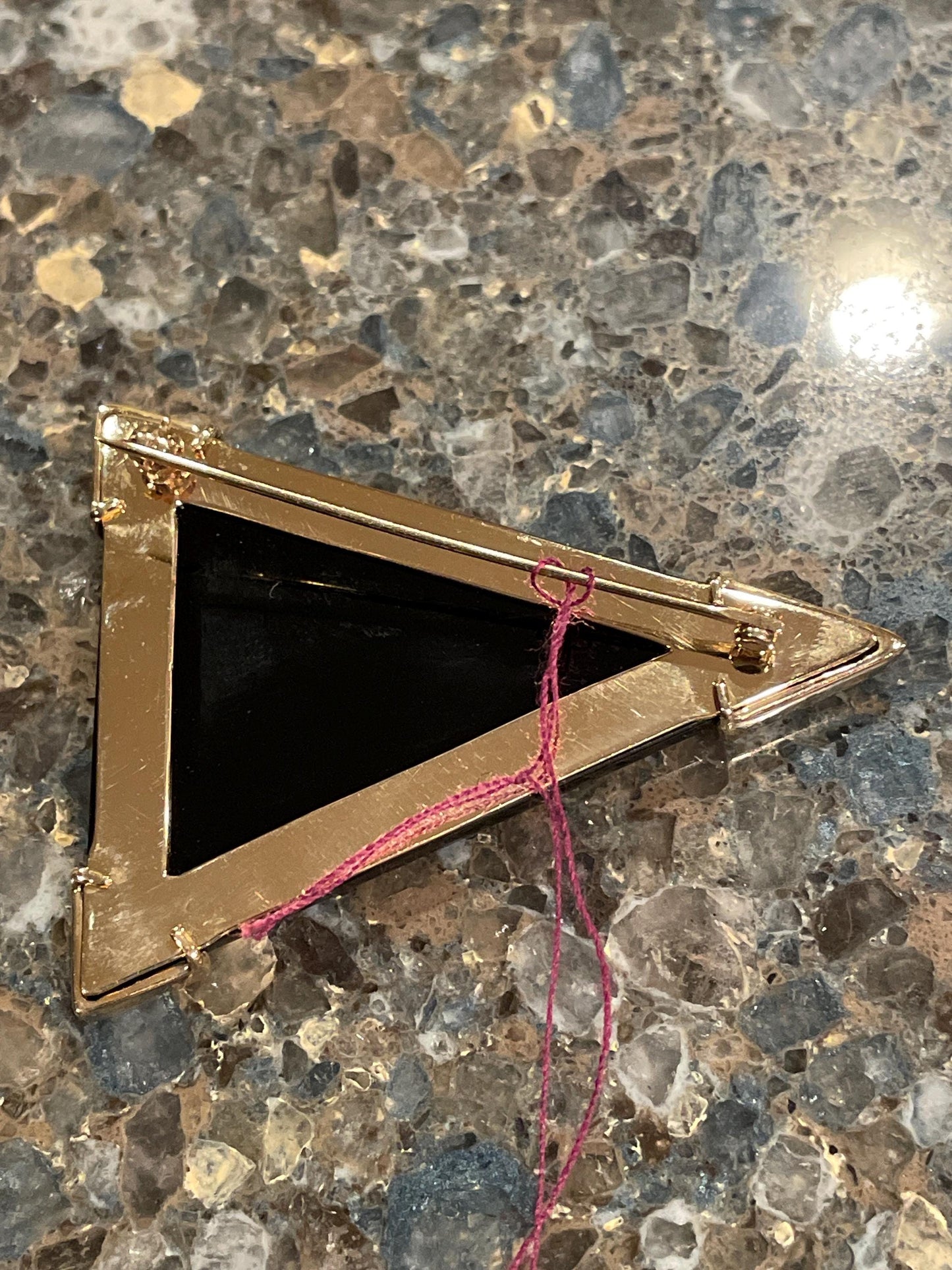 Fine 1980's 14K Gold Brooch with Onyx and Pave Set Diamonds