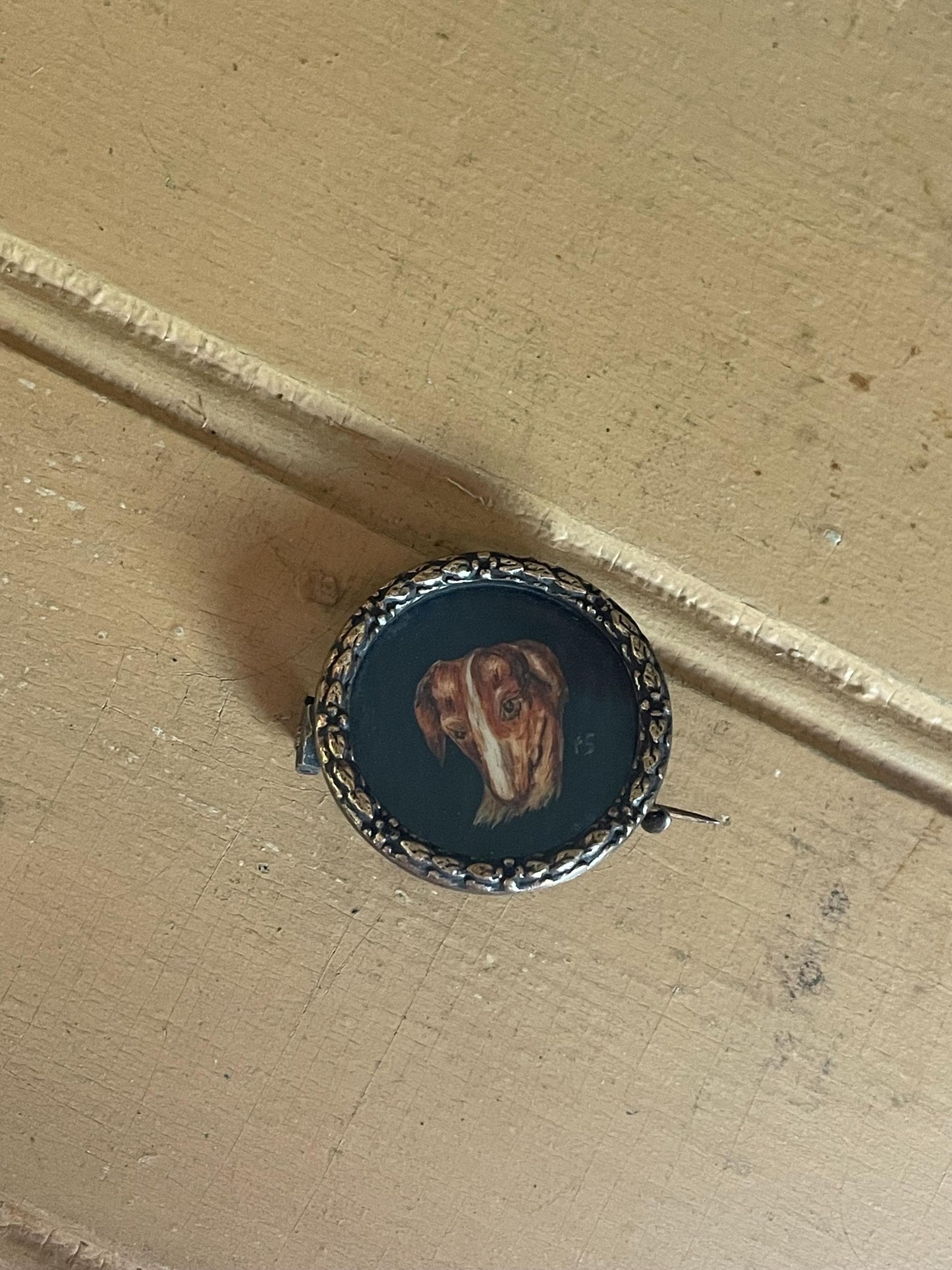 Antique Beloved Greyhound Whippet Dog Portrait Brooch
