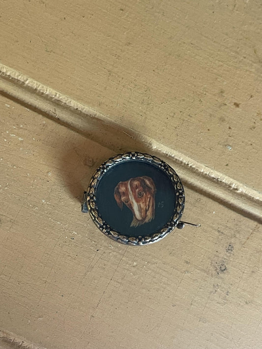 Antique Beloved Greyhound Whippet Dog Portrait Brooch