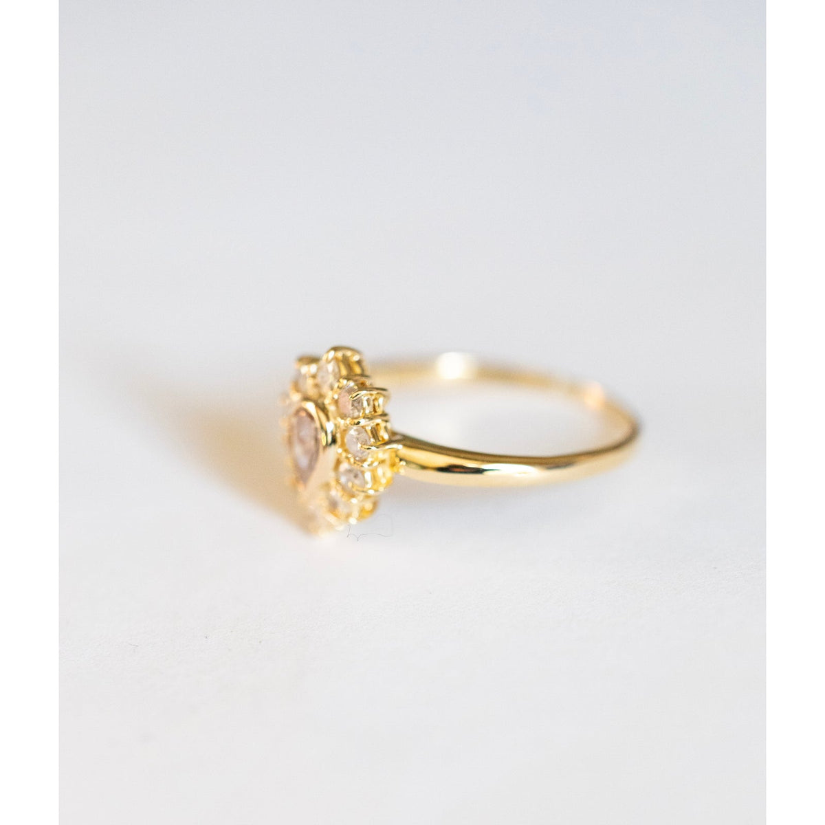 GIA Certified Natural Light Pink-Brown Diamond Ring with Halo in 18K Yellow Gold