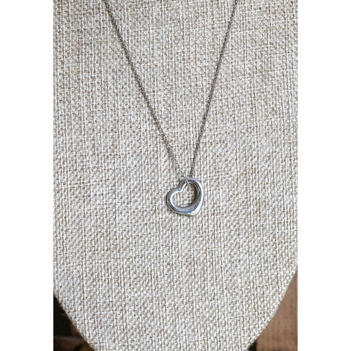 Tiffany & Co Elsa Peretti Open Heart Pendant Necklace Sterling Silver