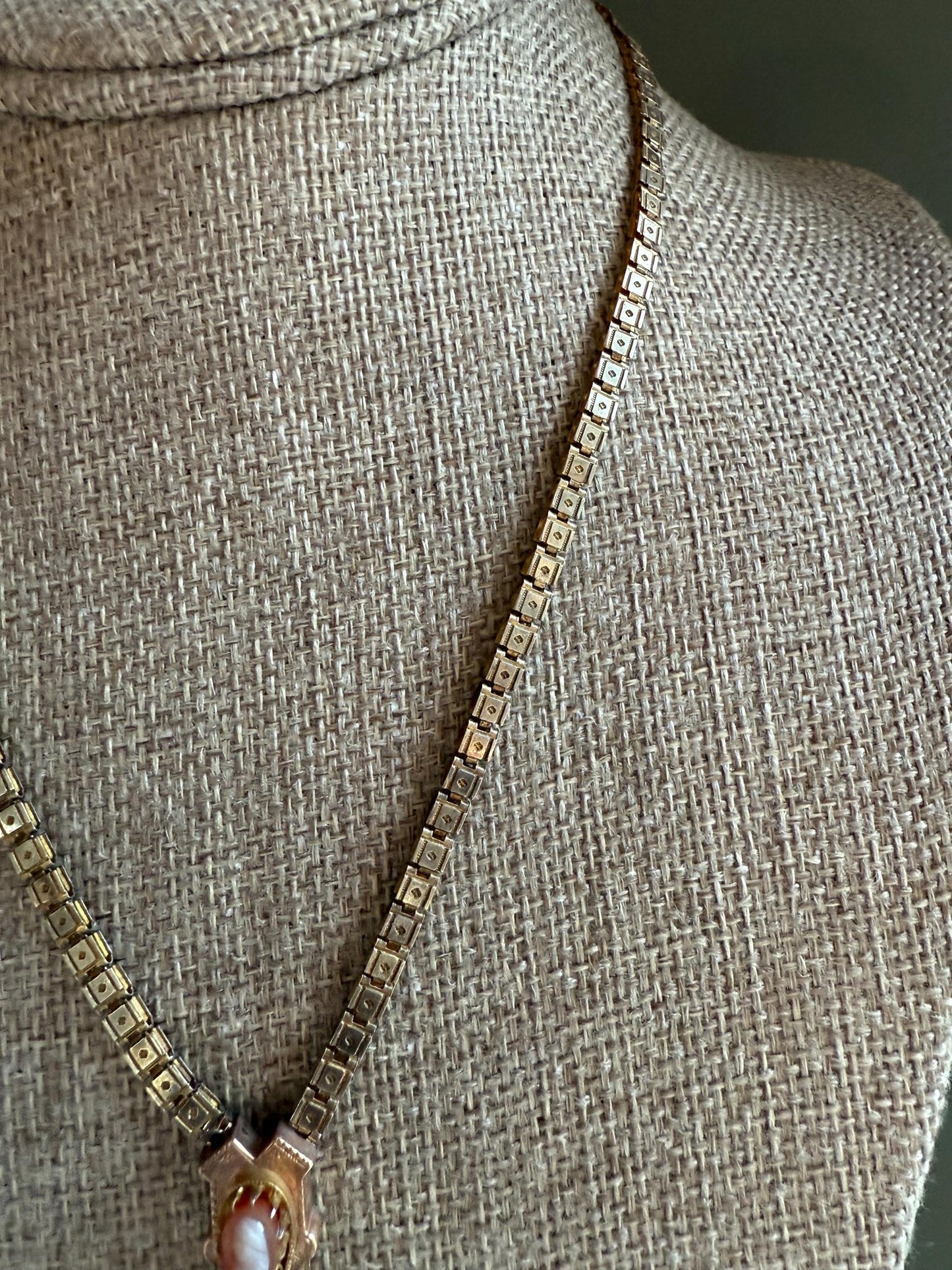 C1880 Victorian Bookchain Necklace Featuring a Cameo with Tassel Pendant