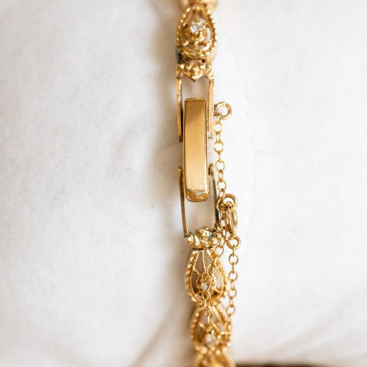Vintage 14K Yellow Gold Diamond Set Link Bracelet