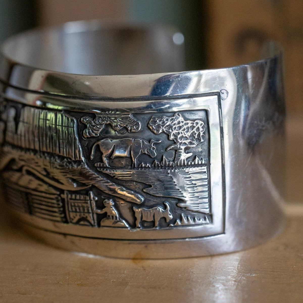 V. Hicks Sterling Silver Storyteller Scenic Cuff