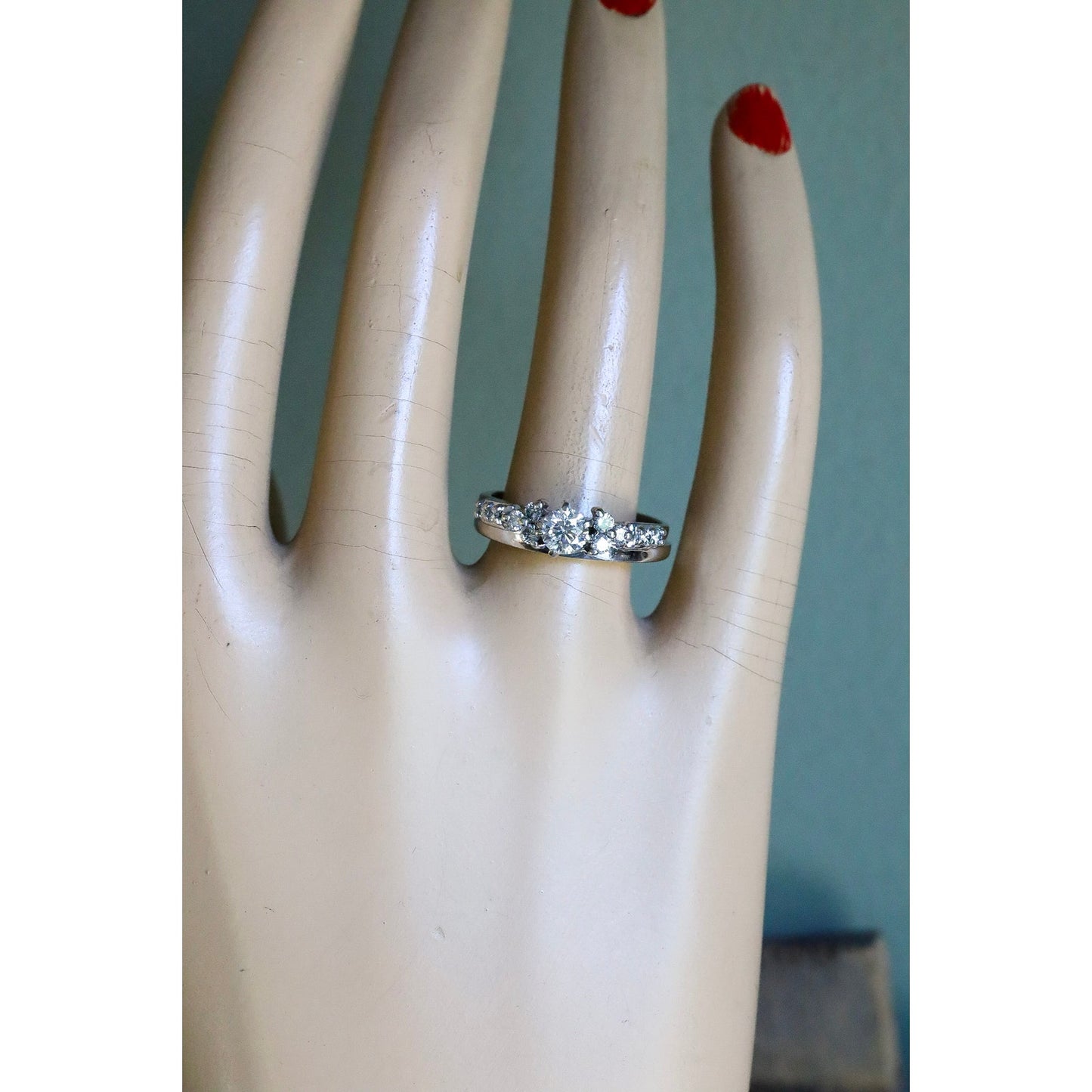 Vintage 14K White Gold .50 Solitaire Natural Diamond with 14K White Gold Diamond Enhancer