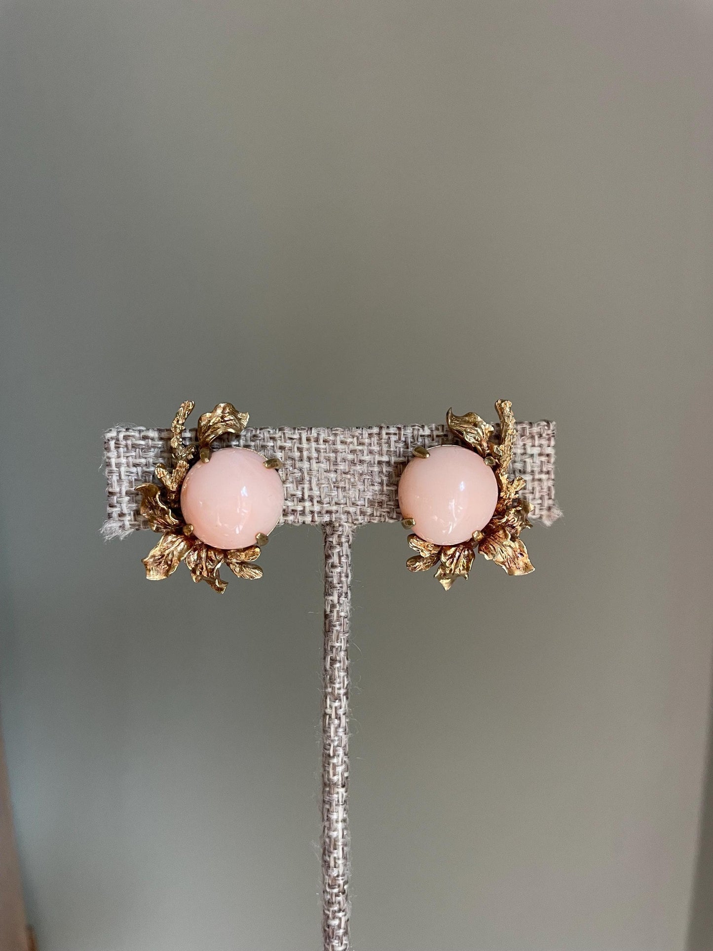 1960's Angel Skin Coral 14K Yellow Gold Buccellati Style Earrings