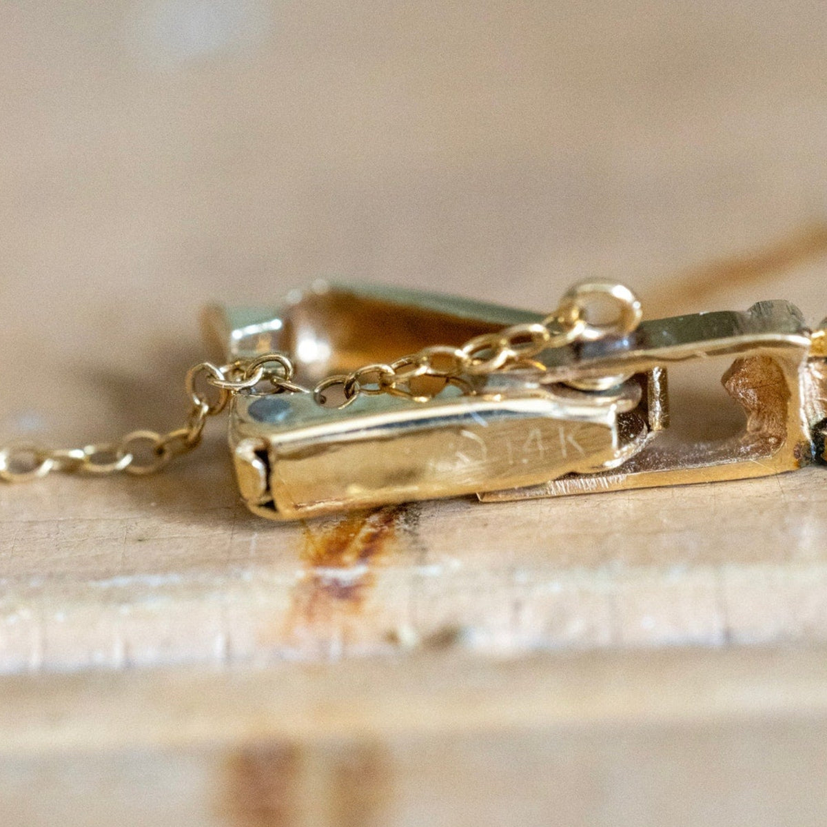 Vintage 14K Yellow Gold Diamond Set Link Bracelet