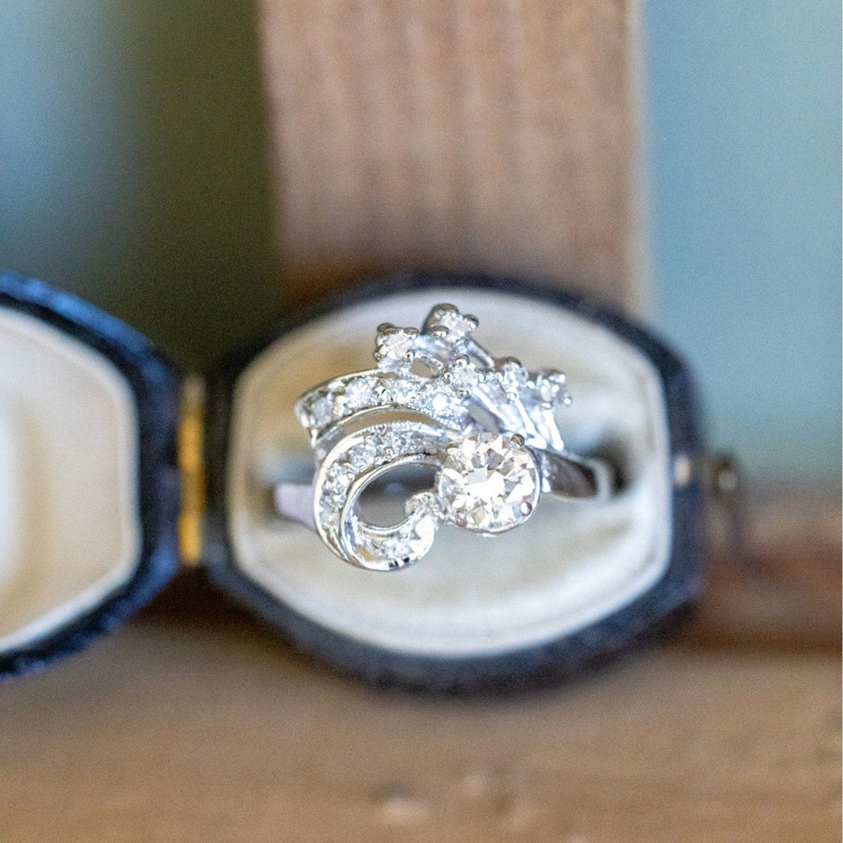 Dreamy Mid-Century Transitional Cut Natural Diamond Ring