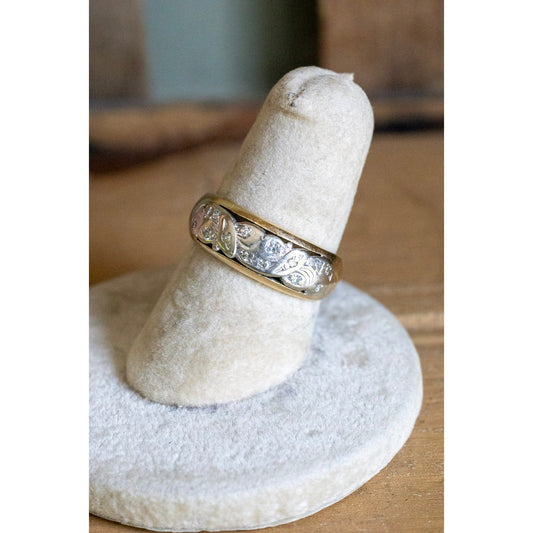 1940-1950's 14K Yellow and White Gold Diamond Band