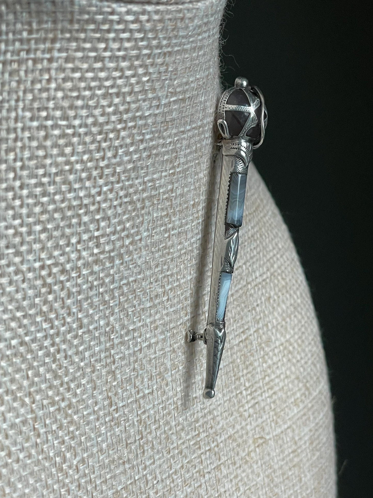 Antique Sterling Silver Scottish Claymore Sword Brooch 1906 Full Hallmarks